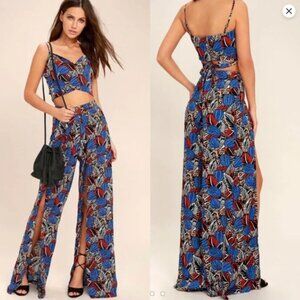 Lulu’s Urban Jungle Blue Print Two-Piece Jumpsuit